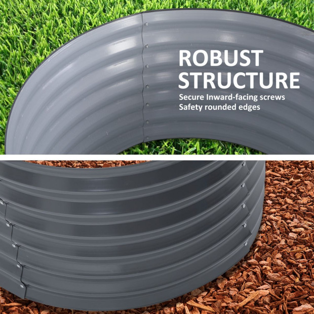 2X Raised Garden Bed Oval 160 x 80 x 45cm - GREY Image 2