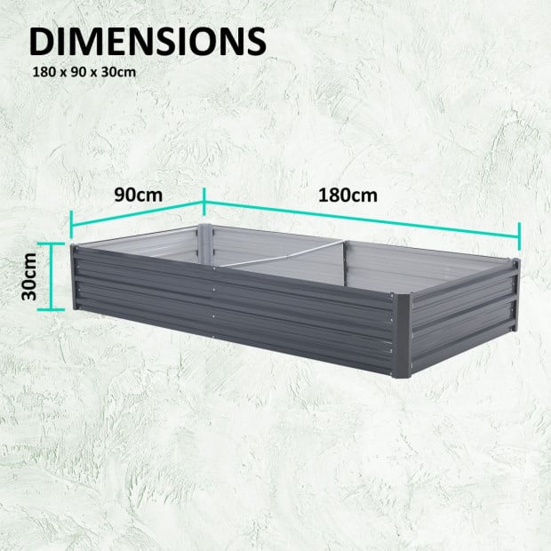 2X Raised Garden Bed Rectangular 180 x 90 x 30cm - GREY Image 7