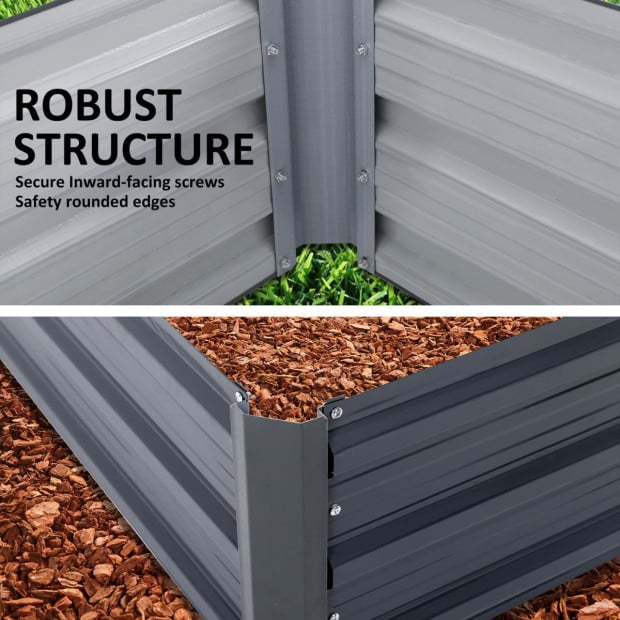 2X Raised Garden Bed Rectangular 210 x 90 x 30cm - GREY Image 2