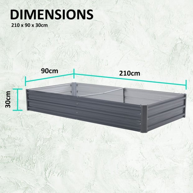 2X Raised Garden Bed Rectangular 210 x 90 x 30cm - GREY Image 7