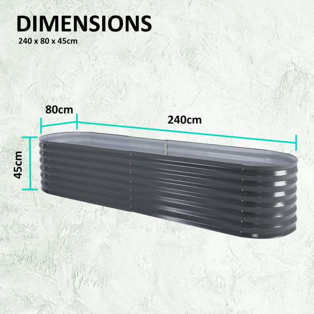 Raised Garden Bed Oval 240 X 80 X 45cm - Grey Image 7