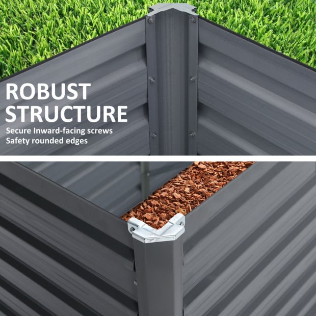 Raised Garden Bed 2 in 1 Rectangular 240 x 80 x 77cm - GREY Image 2