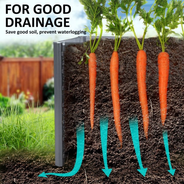 Raised Garden Bed 2 in 1 Rectangular 240 x 80 x 77cm - GREY Image 3
