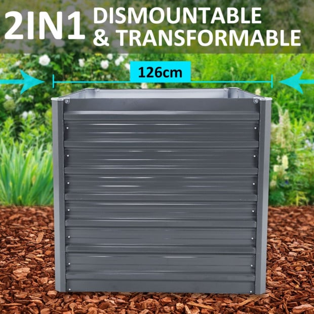 Raised Garden Bed 2 in 1 Rectangular 240 x 80 x 77cm - GREY Image 4