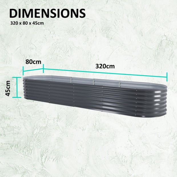 Raised Garden Bed Oval 320 x 80 x 45cm - GREY Image 7