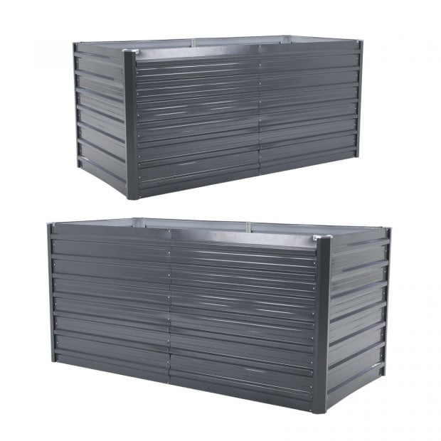 2X Raised Garden Bed 2 in 1 Rectangular 320 x 80 x 77cm - GREY