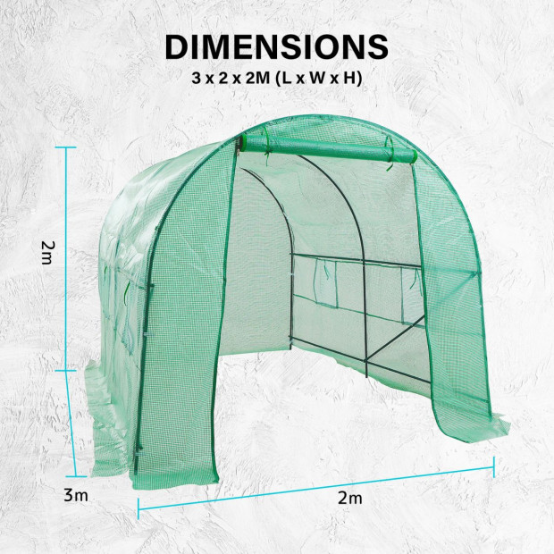 300cm Greenhouse PE Dome Tunnel - Green Image 9