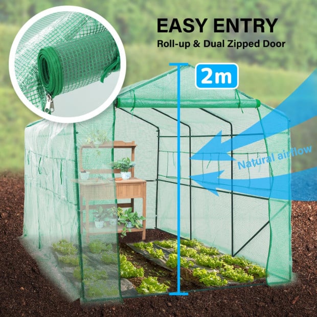 350cm Greenhouse PE Apex Roof - Green Image 5