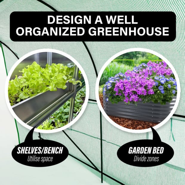 350cm Greenhouse PE Apex Roof - Green Image 8