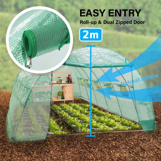 600cm Greenhouse Pe Dome Tunnel - Green Image 5