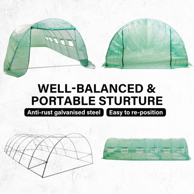 600cm Greenhouse Pe Dome Tunnel - Green Image 6