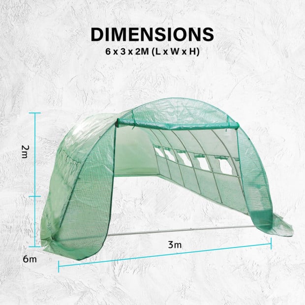 600cm Greenhouse Pe Dome Tunnel - Green Image 9