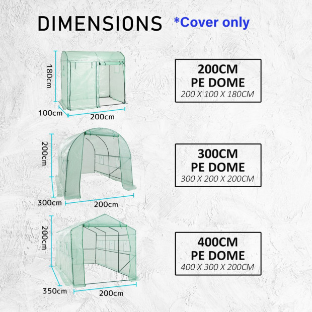 190cm Greenhouse PVC Apex Roof Cover Only - Clear Image 6