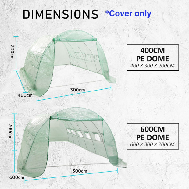 190cm Greenhouse PVC Apex Roof Cover Only - Clear Image 7