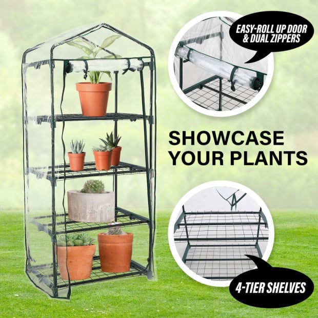 4 Tier Greenhouse Mini PVC Apex Roof Cover Only - Clear Image 3