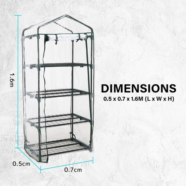 4 Tier Greenhouse Mini PVC Apex Roof Cover Only - Clear Image 8