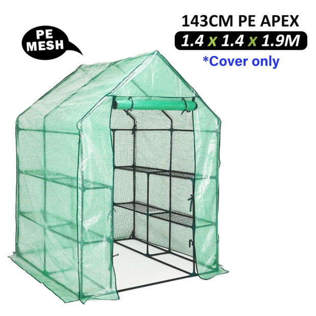 143cm Greenhouse PE Apex Roof Cover Only - Green