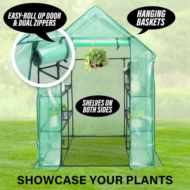 143cm Greenhouse PE Apex Roof Cover Only - Green Image 3