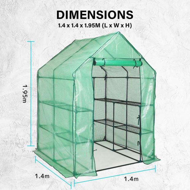 143cm Greenhouse PE Apex Roof Cover Only - Green Image 8