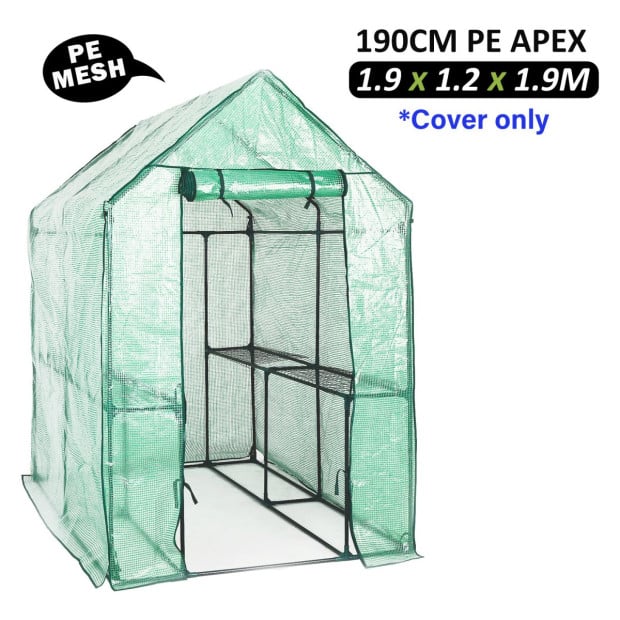 190cm Greenhouse Pe Apex Roof Cover Only - Green