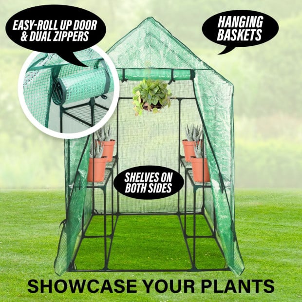 190cm Greenhouse Pe Apex Roof Cover Only - Green Image 3