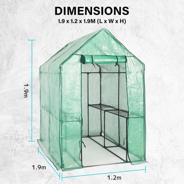 190cm Greenhouse Pe Apex Roof Cover Only - Green Image 8