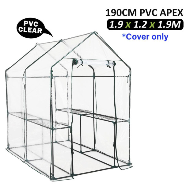 190cm Greenhouse PVC Apex Roof Cover Only - Clear