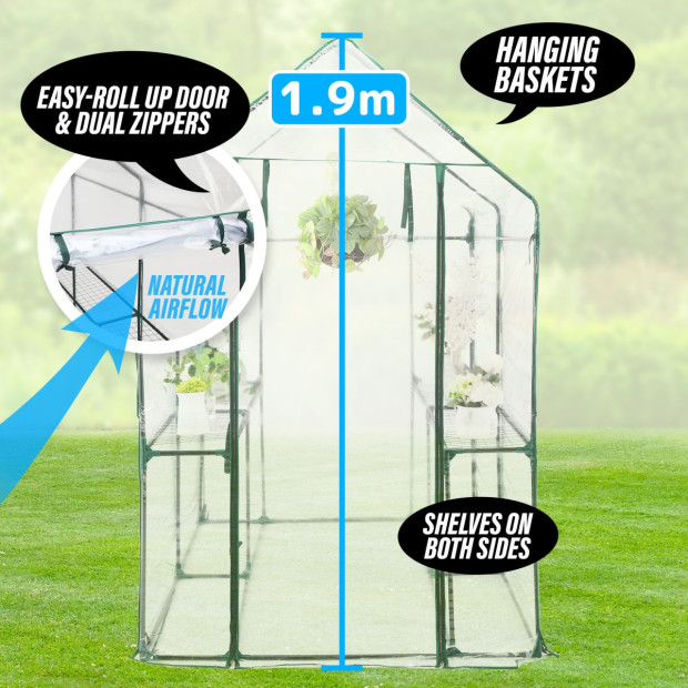 190cm Greenhouse PVC Apex Roof Cover Only - Clear Image 3