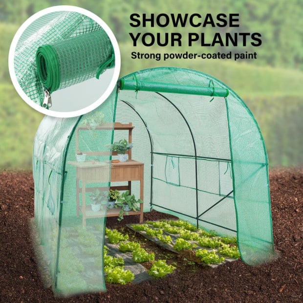 300cm Greenhouse Pe Dome Tunnel Cover Only - Green Image 3