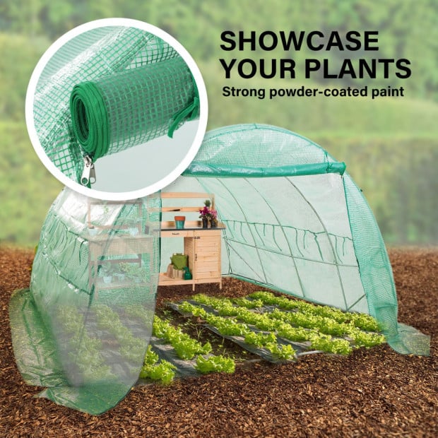 400cm Greenhouse Pe Dome Tunnel Cover Only - Green Image 3