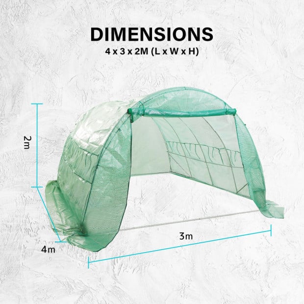 400cm Greenhouse Pe Dome Tunnel Cover Only - Green Image 8