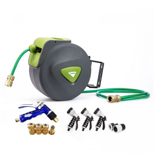 20M Garden Water Hose Reel + Brass Gun