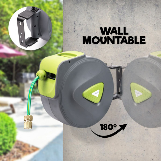 20M Garden Water Hose Reel + Brass Gun Image 2