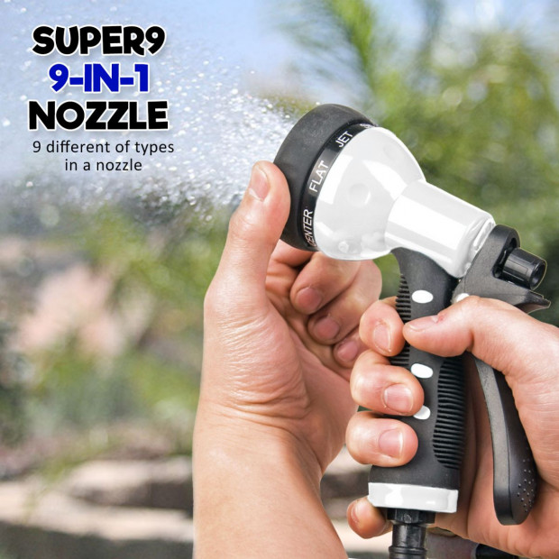 20M Garden Water Hose Reel + Brass Gun Image 5