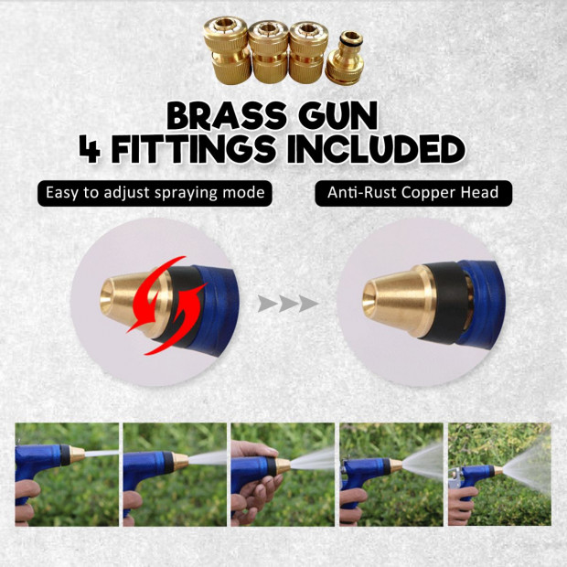 20M Garden Water Hose Reel + Brass Gun Image 7