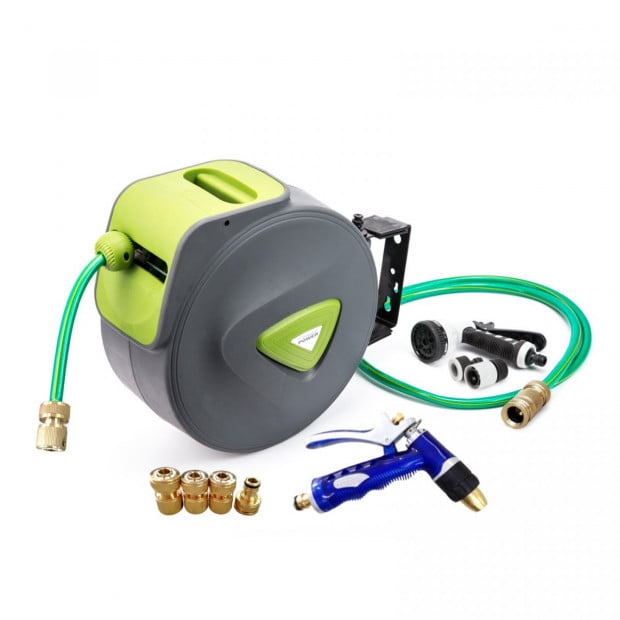 30M Garden Water Hose Reel + Brass Gun