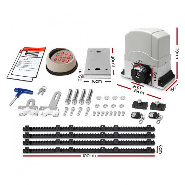 Electric Sliding Gate Opener 1200KG Remote Hardware Kit 4M Rail Image 1