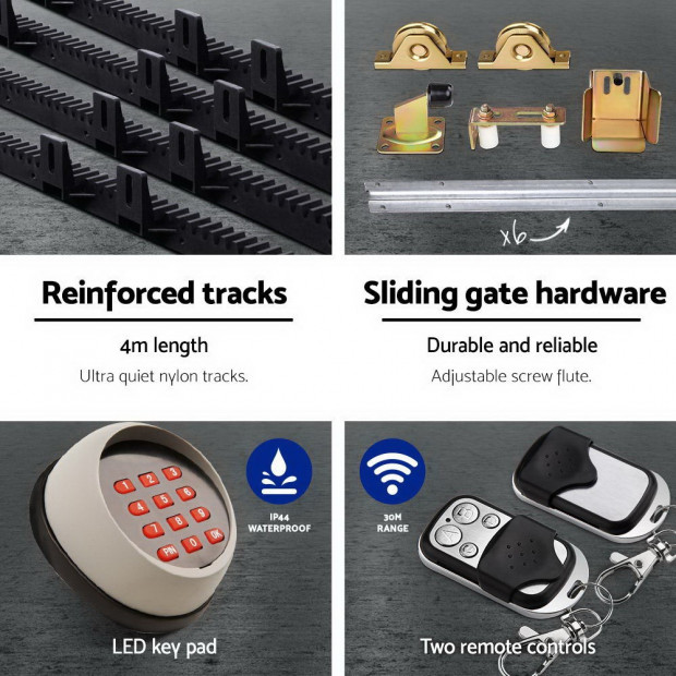 Electric Sliding Gate Opener 1200KG Remote Hardware Kit 4M Rail Image 5