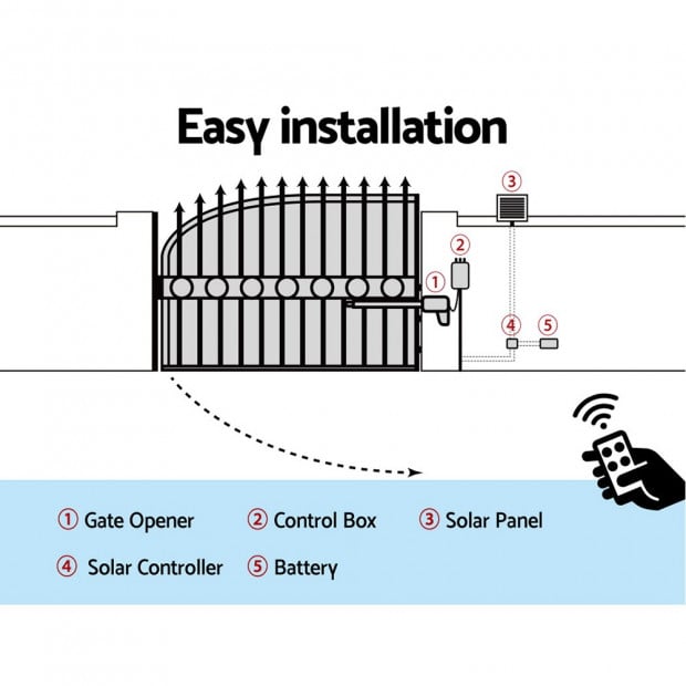 LockMaster 600KG Swing Gate Opener Automatic Electric Solar Remote Image 7