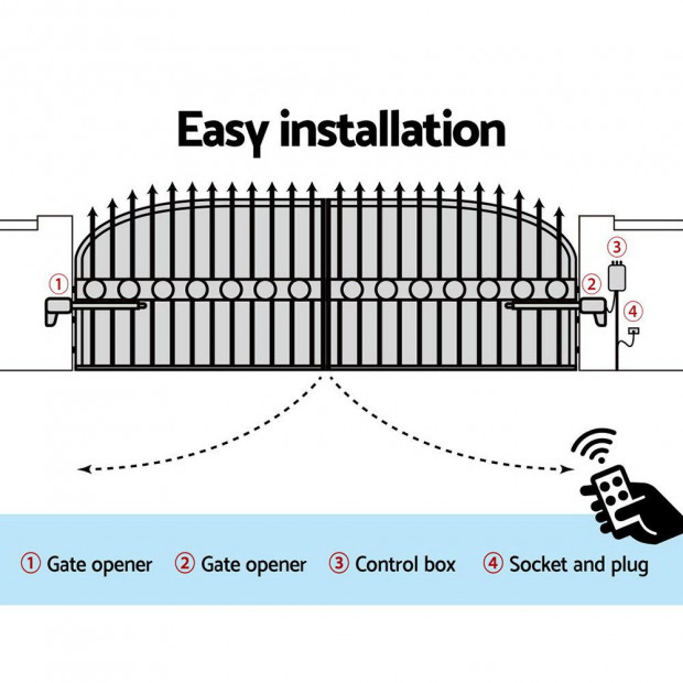 LockMaster Swing Gate Opener Automatic Electric Kit Remote Control Image 6