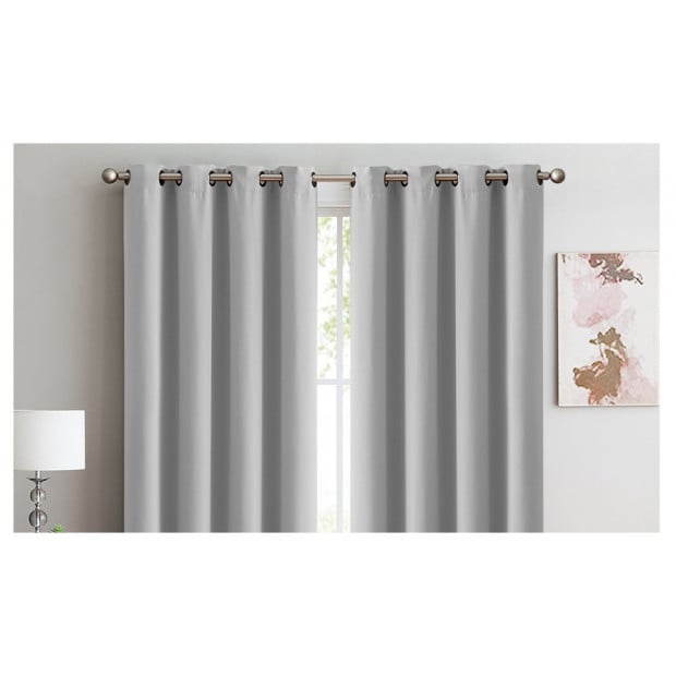 2x 100% Blockout Curtains Panels 3 Layers Eyelet Grey 180x230cm