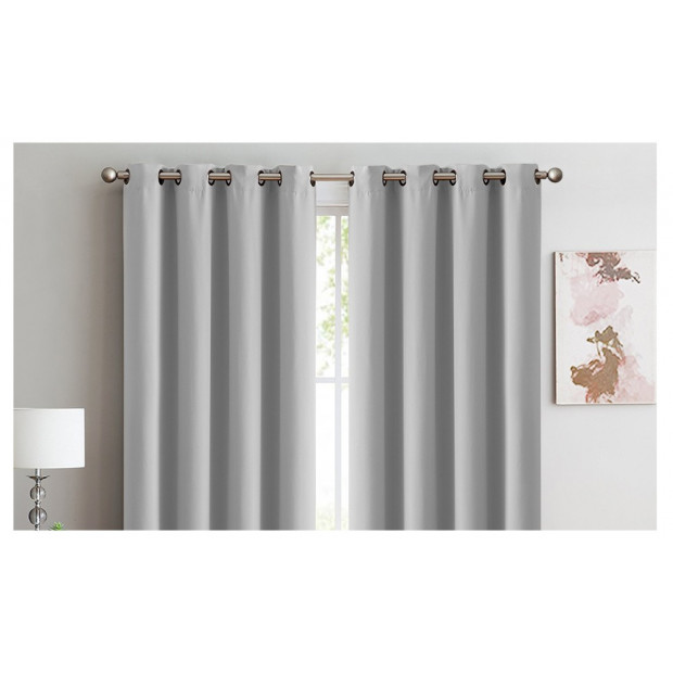 2x 100% Blockout Curtains Panels 3 Layers Eyelet Grey 140x230cm