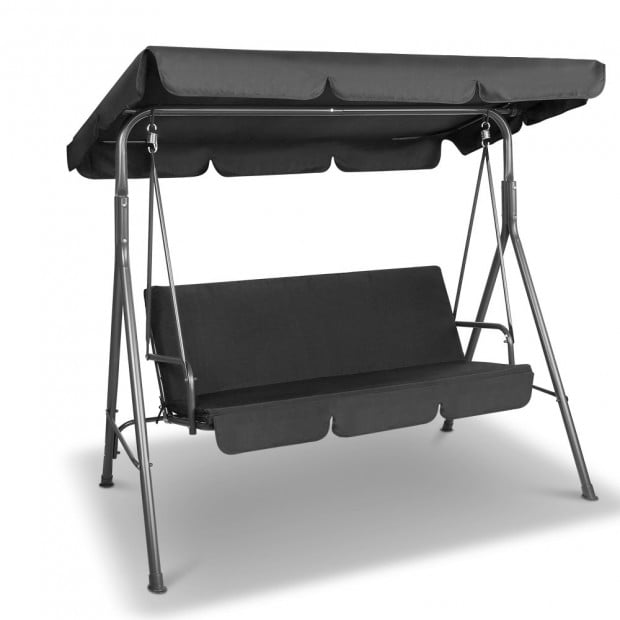 3 Seater Outdoor Canopy Swing Chair - Black