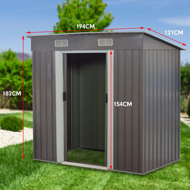 Garden Shed Flat 4ft x 6ft Outdoor Storage Shelter - Grey Image 9