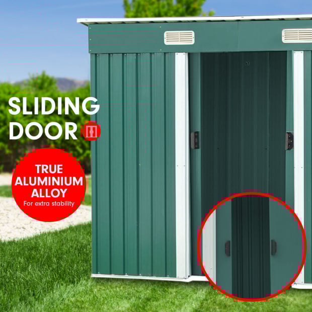 Wallaroo 4ft x 6ft Garden Shed Flat Outdoor Storage Shelter - Green Image 7