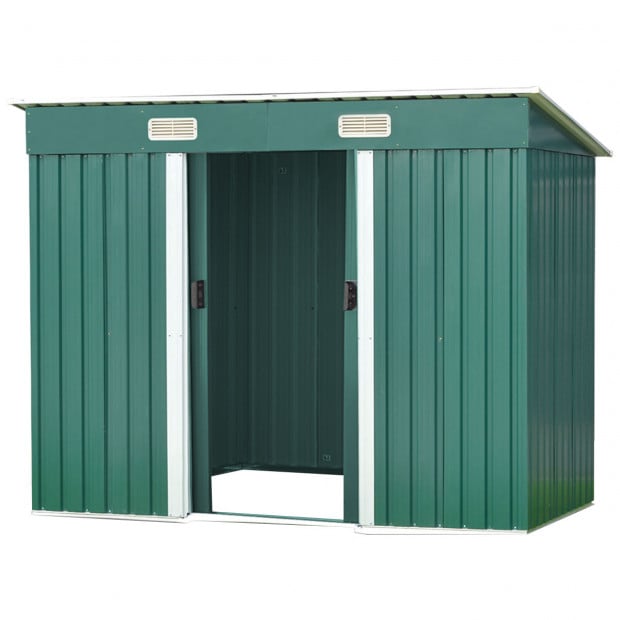 Wallaroo 4ft x 6ft Garden Shed Flat Outdoor Storage Shelter - Green Image 2