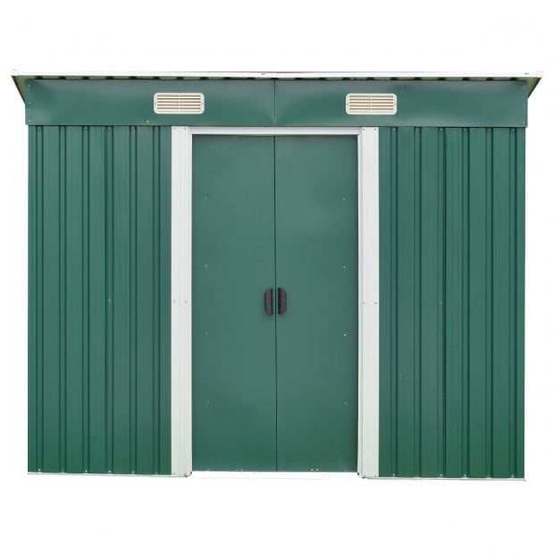 Wallaroo 4ft x 6ft Garden Shed Flat Outdoor Storage Shelter - Green Image 4