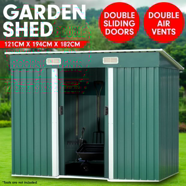 Wallaroo 4ft x 6ft Garden Shed Flat Outdoor Storage Shelter - Green