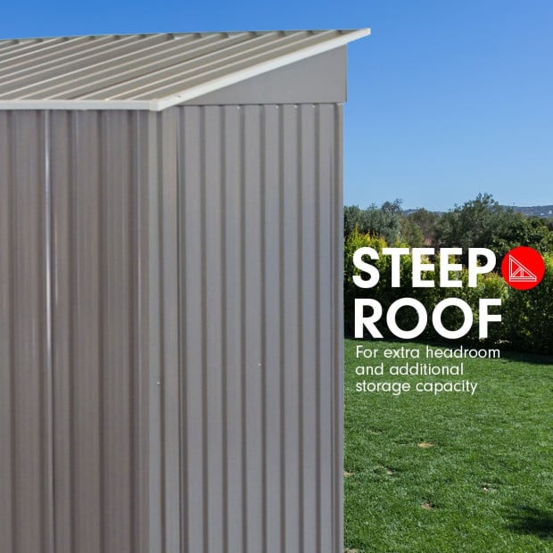 Wallaroo 4ft x 8ft Garden Shed with Base Flat Roof Outdoor Storage - Grey Image 6