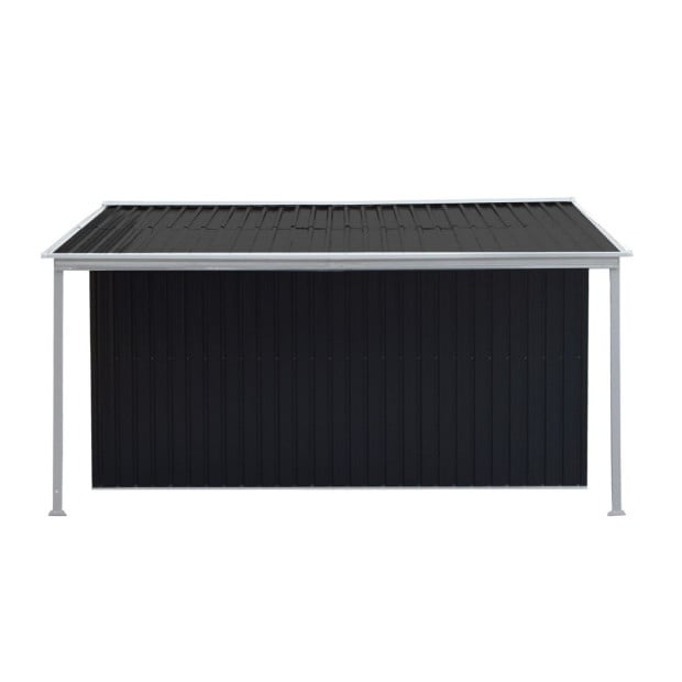 Wallaroo 10x8ft Zinc Steel Garden Shed with Open Storage - Black Image 4